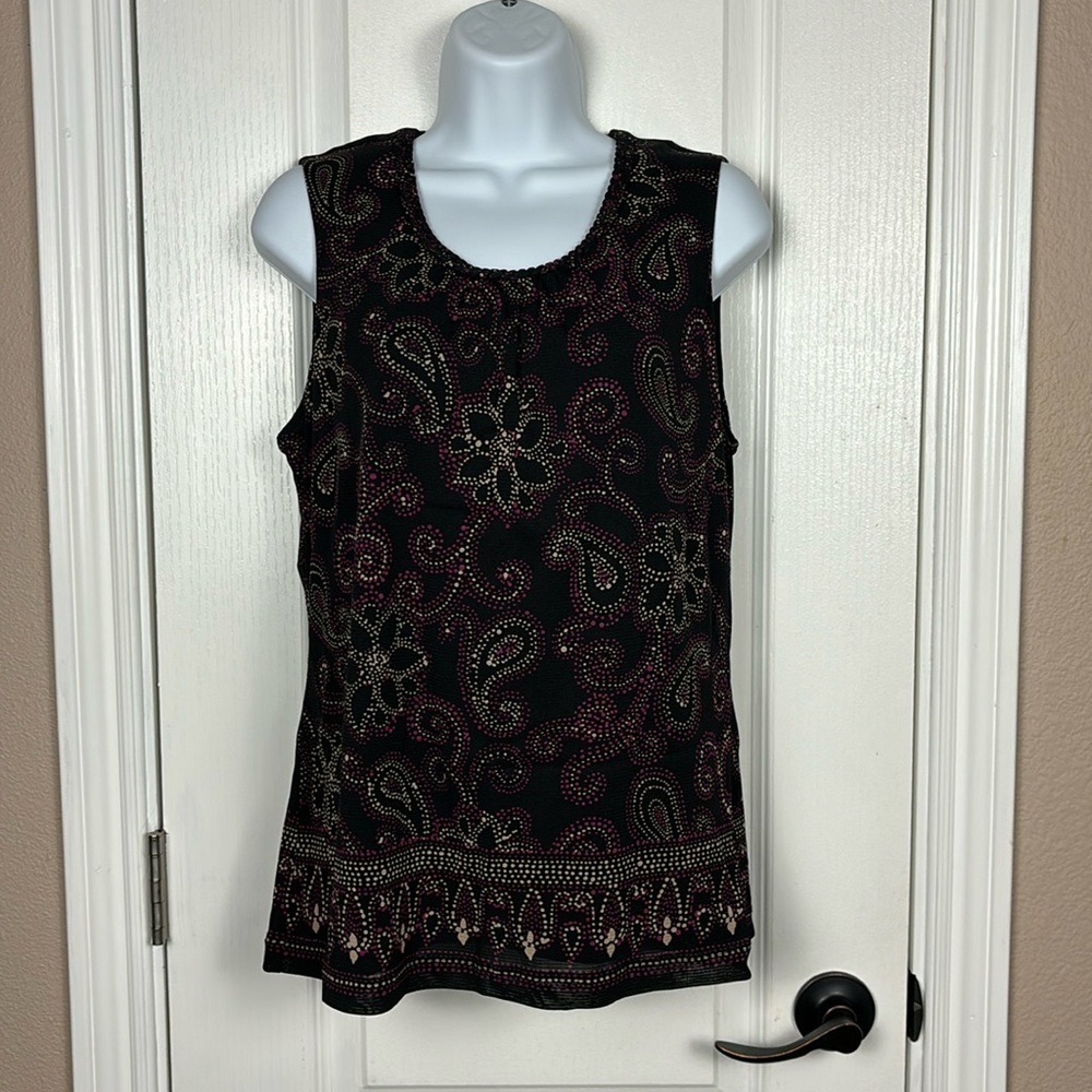 Croft & Barrow‎ Women's Sleeveless Lined Paisley Stretch Tank Size L Pre-Owned